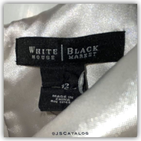 WHBM White with Black Embroidery Scoop Neck Fit & Flare Sleeveless Dress - EUC - - Picture 7 of 9